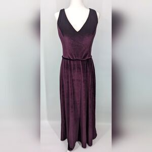 Morilee by Madeline Gardner 21669 Eggplant Velvet Bridesmaid Maxi Dress Gown 18